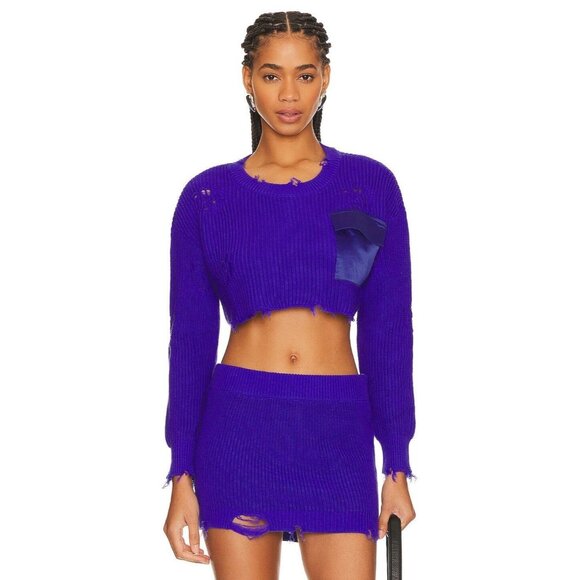 SER.O.YA Devin Sweater Violet Indigo Distressed - Picture 1 of 4